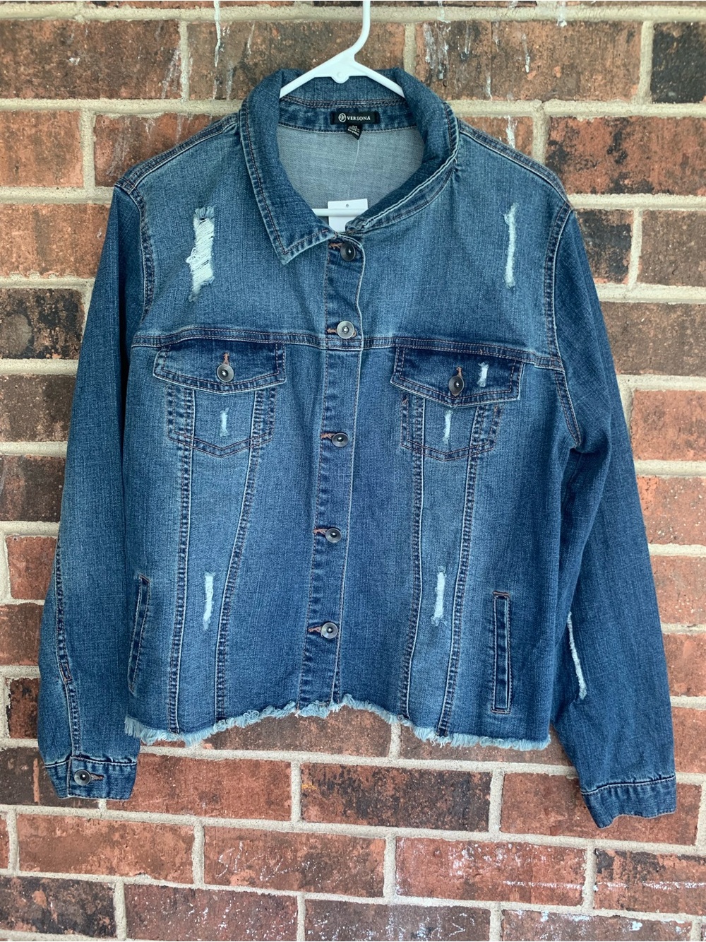 Versona Medium Blue Distressed Denim Jacket
